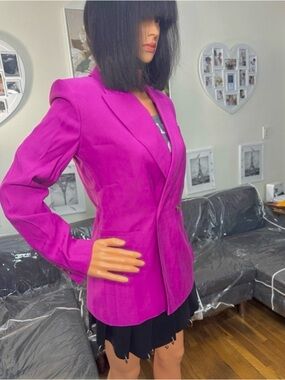 DKNY Magenta Tailored Blazer Structured Career Work Jacket Spring Summer Chic